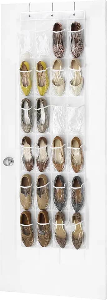 Whitmor Organizador de sapatos para porta-12 pares-24 bolsos grandes, transparente