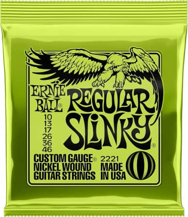 Cordas para guitarra elétrica Ernie Ball Regular Slinky, revestimento de níquel, calibre 10-46