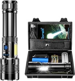 Lanterna Led Recarregável 10000 Lúmen, Lanterna Tatica Militar Há 7 Modos, XHP90.2 Chip, lanternas Potente Zoom de Longo Alcance, Lanterna Para Acampamento, Pesca e Emergências, Super Lanterna USB LED