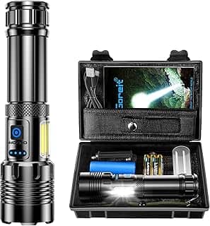 Lanterna Led Recarregável 10000 Lúmen, Lanterna Tatica Militar Há 7 Modos, XHP90.2 Chip, lanternas Potente Zoom de Longo Alcance, Lanterna Para Acampamento, Pesca e Emergências, Super Lanterna USB LED