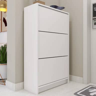 Sapateira de Parede Moderna, 3 Prateleiras Inclinadas, Branca, Organizador Vertical para Calçados