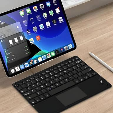 Teclado Sem Fio Bluetooth Com Touchpad, Portátil, Compatível Com Notebook, Tablet, Smart TV, Bateria Recarregável, Design Compacto, Marca VARENZIA