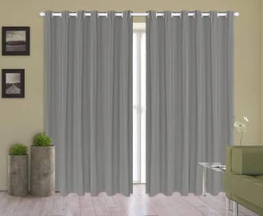 Cortina Corta Luz 2,50m X 2,20m 100% Blackout PVC Cinza Para Sala Ou Quarto Para Varão Simples