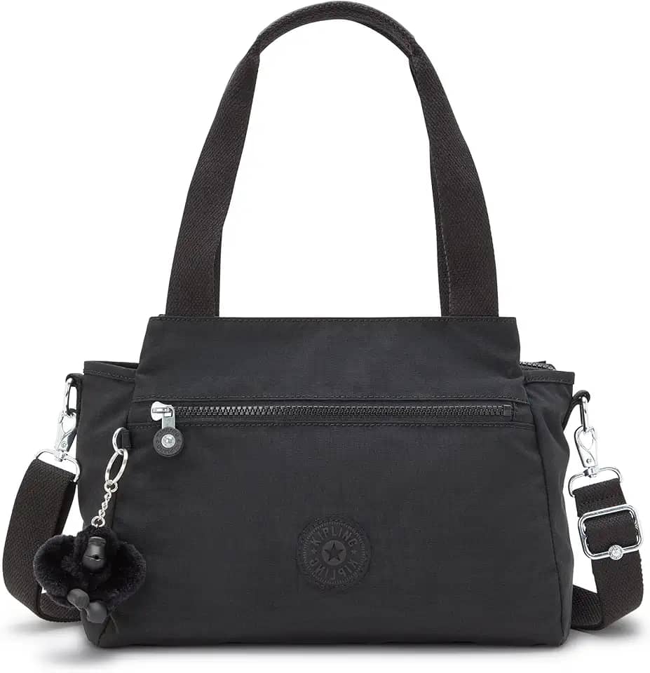 Kipling Bolsa de ombro metálica Elysia, Black Noir, 11.5'L x 9'H x 5'D