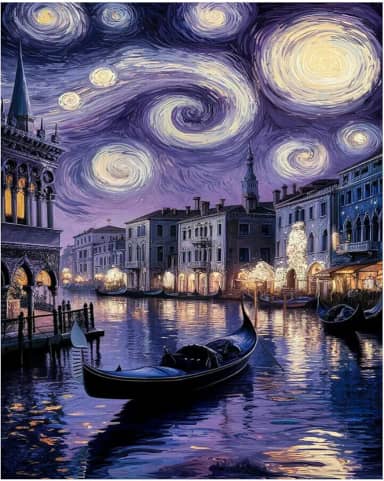 PHANTASYART Kit de pintura de cenário urbano por números para adultos, pintura em tela de Veneza por números para adultos, pintura a óleo DIY por números, perfeita para presentes e decoração de parede