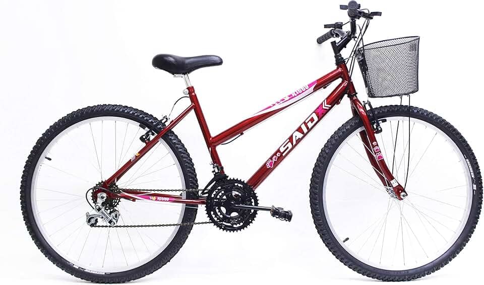Bicicleta de Passeio Saidx Bike Feminina, Aro 26 de 18 Marchas, Freio V Brake