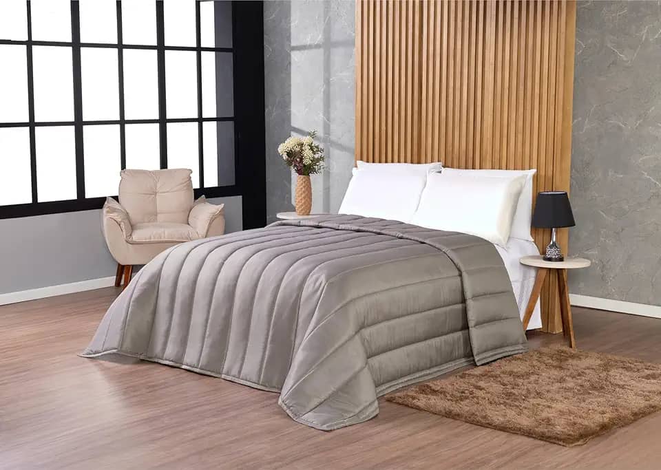 Edredom Micropercal 400 Fios Acetinado Toque Super Macio Solteiro, Casal, Queen e King Size (Avelã, Solteiro)