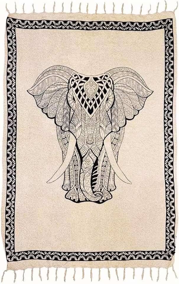 Canga Praia Poliéster Diversas Estampas Divindades Africanas Indianas Budistas Beach Bali Moda Praia (Elefante Frontal Areia)