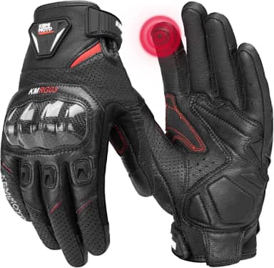 KEMIMOTO Luvas de couro de carneiro para motociclistas, luvas protetoras de motocicleta para motocross, motocicleta, bicicleta, corrida, quadriciclo, UTV