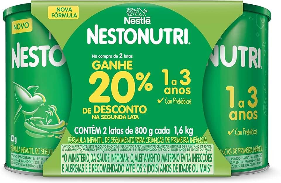 Kit com 2 Fórmula Infantil Nestonutri 1 a 3 anos 800g