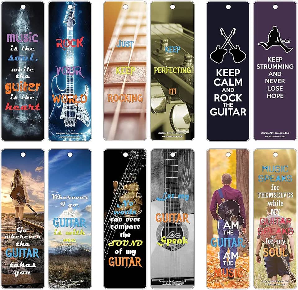 Marcadores de página inspirados em guitarra Creanoso, Guitar Quotes, (30-Pack)