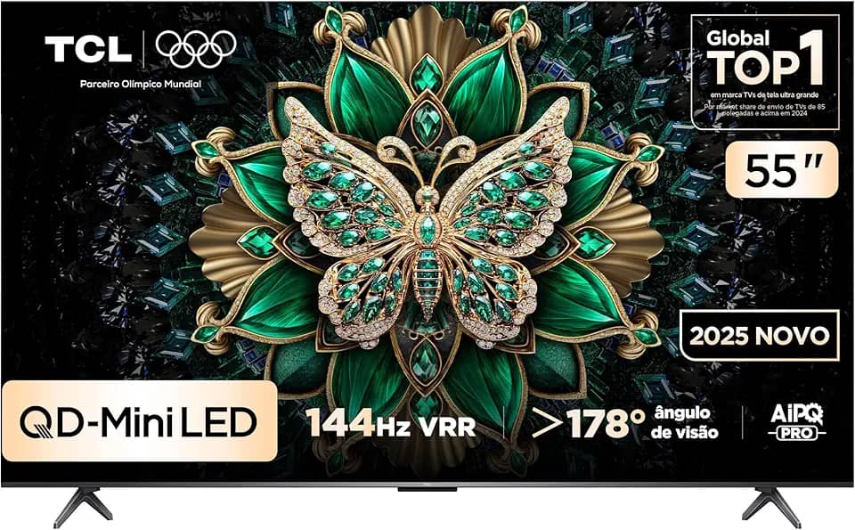 Smart TV TCL 55 Polegadas QLED Mini LED 4K C6K WiFi Bluetooth Google TV 4 HDMI 144Hz HDR10+ 55C6K