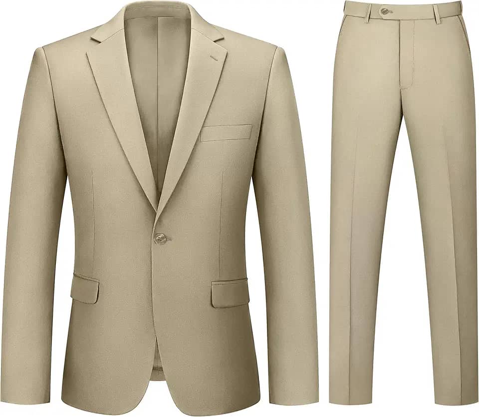 Terno masculino de 2 peças para homens, um botão, caimento justo, jaqueta e calça lisa, conjunto de smoking, festa de casamento de negócios