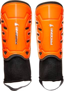 Caneleira Futebol Futsal Society Iron Com Tornozeleira - Laranja Fluor - Par