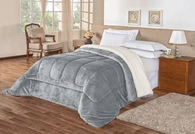 Coberdrom Inverno Dupla Face Grosso Super Quentinho - Manta & Sherpa - Matelado (Cinza, King 2.60 x 2.40m)