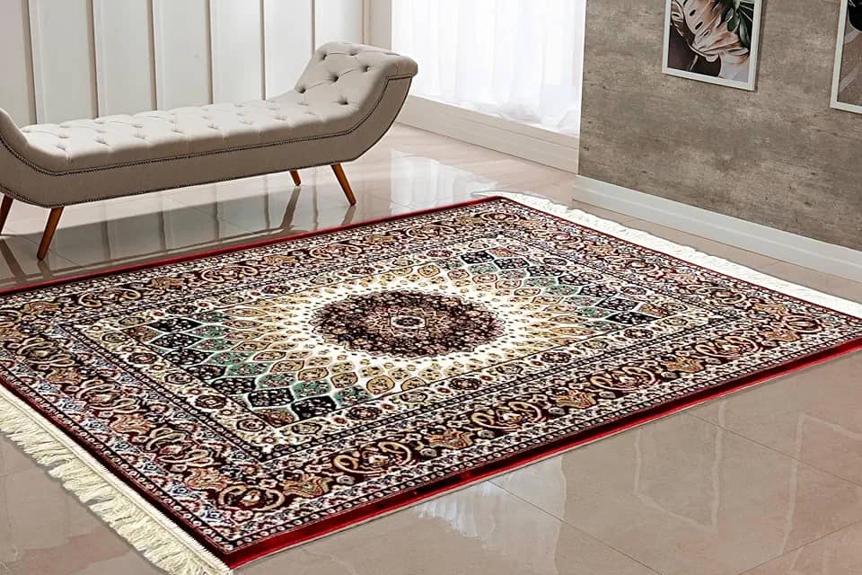 Tapete Persa Belga Cl�ssico 200x140m Lav�vel com Franjas � Sala Quarto Luxo Macio e Dur�vel (COR08, 200x140)