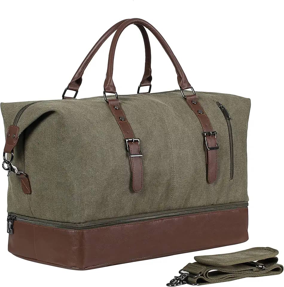 Bolsa de viagem de couro com bolso para sapatos, bagagem de mão grande, impermeável, esportiva, C1 - Verde, Tendência