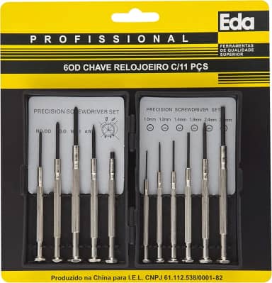 EDA Chaves Para Relojoeiro Com 11 Peças Eda 6Od Preto