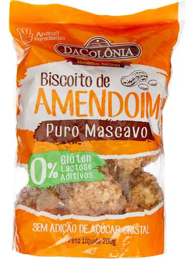 DaColônia Bisc. De Amendoim Com Açúcar Mascavo - Sem Lactose/Gluten