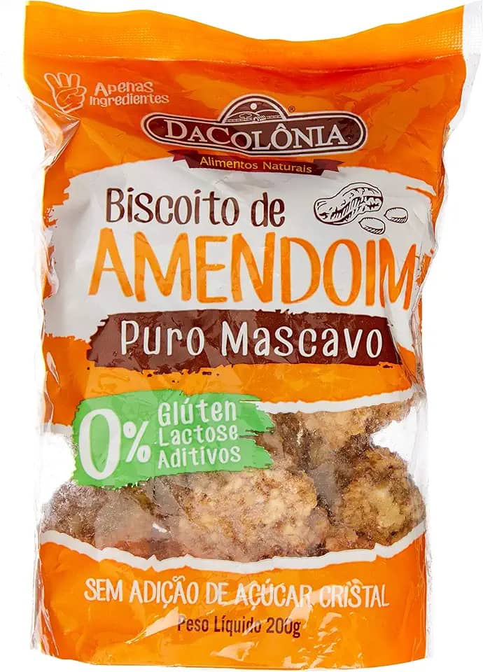 DaColônia Bisc. De Amendoim Com Açúcar Mascavo - Sem Lactose/Gluten