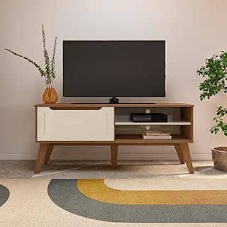 Rack para Tv ate 60' com porta basculante LOTUS cor Cinamomo/Off white - Artely