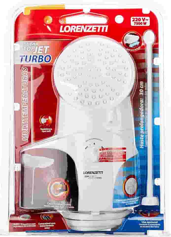 Ducha Top Jet Turbo Multitemperaturas 220V 7500W, Lorenzetti, 7541515, Branco, Pequeno