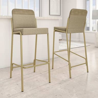 Kit 2 Banquetas Altas Duo Carraro (Bamboo e Dourado)