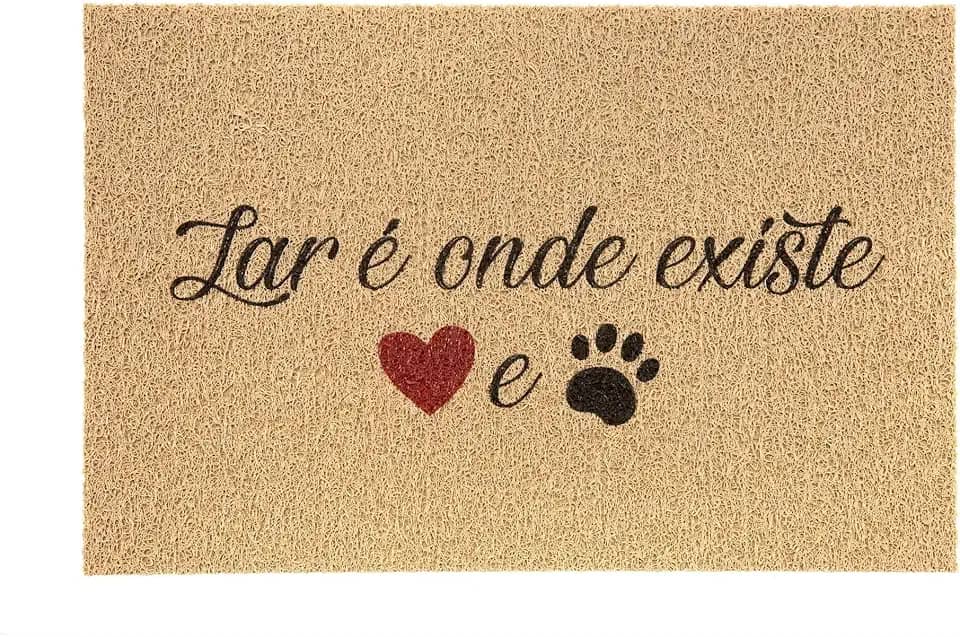 Capacho Pet Vinil Kapazi 40x60cm – Lar Onde Existe Amor | Tapete para Entrada Antiderrapante e Decorativo
