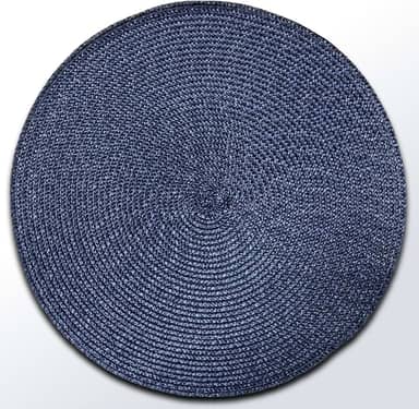 Jogo Americano - 6pcs Sousplat 38cm diâmetro Redondo - Descanço de prato, Mesa Posta (Azul Marinho)