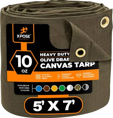 Xpose Safety Lona - Lona de 283 g Azeitona Drab Lonas Resistente à Água com Ilhós de Latão - Lona multiuso ao ar livre para acampamento, dossel, trailer, cobertura de equipamento 1,5 m x 2,8 m