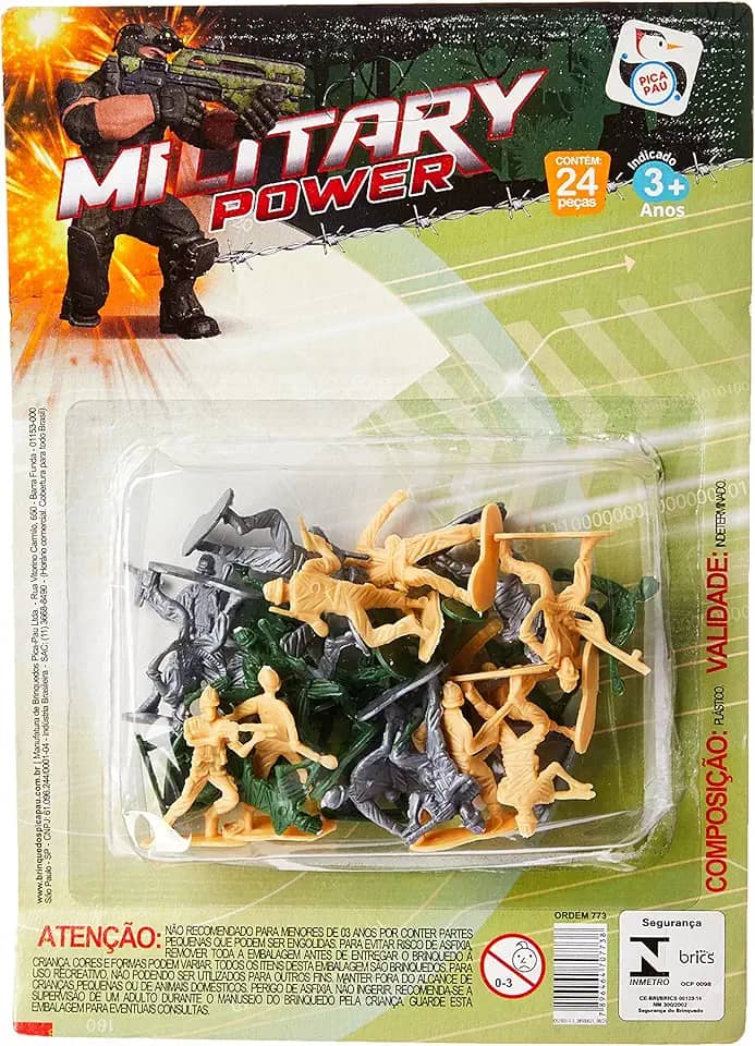 Military Power, Kit com 24 Soldados Militares, Pica Pau Brinquedos, Multicor