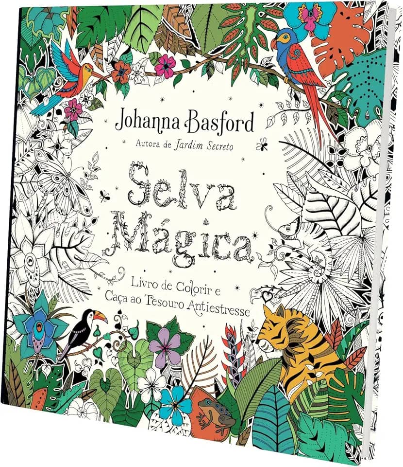 Selva mágica: Livro de colorir e caça ao tesouro antiestresse