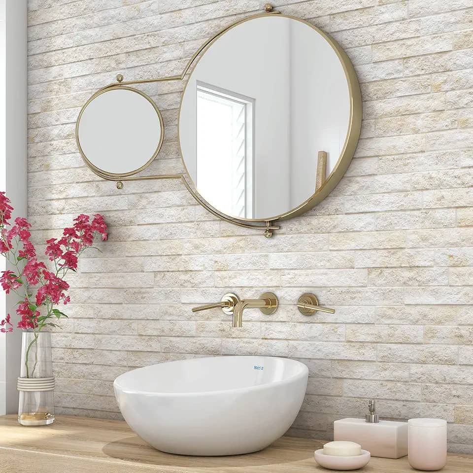 Papel de Parede Pedra 3D Natural Rústica Bege Canjiquinha 3D Autocolante Adesivo Lavável