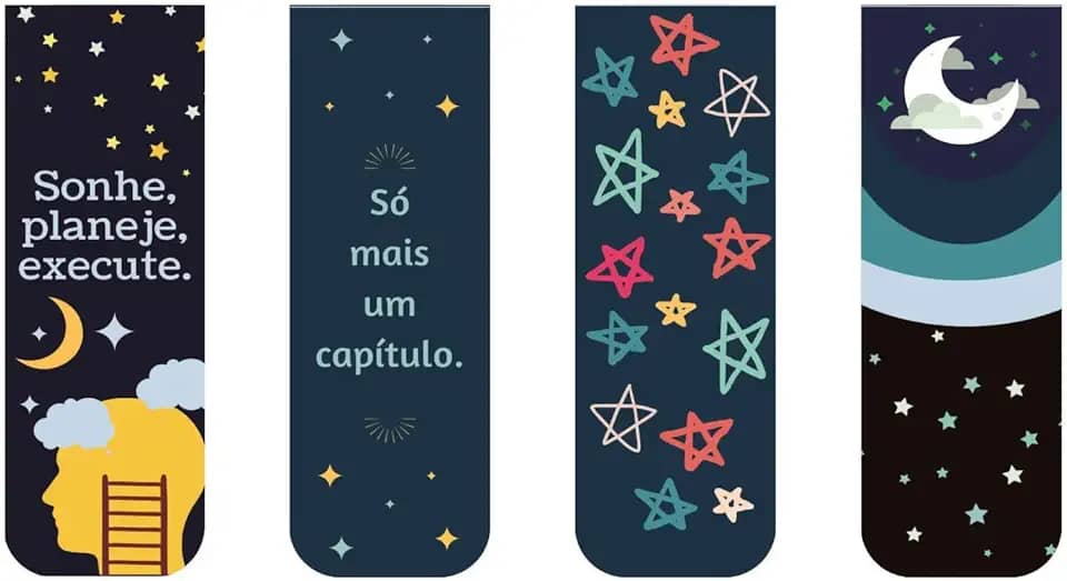 Kit 4 Marcadores De Páginas Magnéticos Exclusivos Estrelas