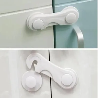 Kit 6 Travas Porta Gaveta Geladeira Branco Adesivo 3M