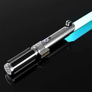 Sabre de Luz para Combate 80 cm, Metal Prata e Preto, 16 Opções de Cores, Lâmina de Policarbonato, Som ao Impacto, Bateria Recarregável