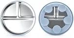 Prato Infantil de Inox 20cm com 3 Divisórias e Ventosa, Prato Bebê com Silicone Antiderrapante Removível para Alimentação BLW e Refeições sem Bagunça (cinza-azulado)