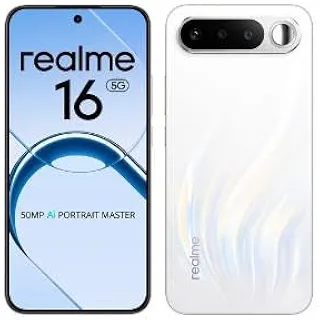 realme 16 5G Smartphone, 12GB+256GB, Tela AMOLED 120Hz 6,57' 4200nits, Câmera Sony IMX852 50MP, Bateria 6550mAh, Carga 45W, Resistente à Água IP69, Dual SIM, Next AI, Branco Air