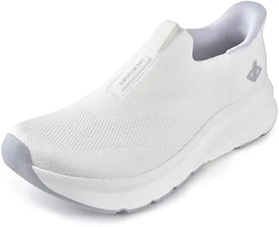 Tênis masculino slip in free up hands com bico largo, suporte de arco, tênis ortopédico de caminhada acolchoado com sola grossa zero gota, almofadas metatarsais