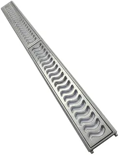 Ralo Grelha Linear 10x100cm Alumínio Escovado com Aro De Fixação(2 Peças de 10x50cm)