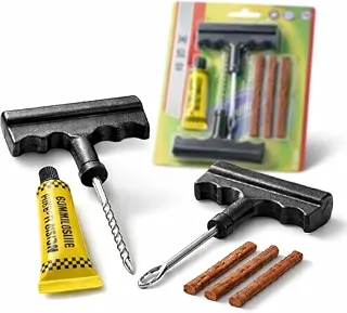Kit Reparo Pneu Sem Câmara Carro Moto Remendo Macarrão a Frio 3 Tiras + Cola + 2 Ferramentas em T