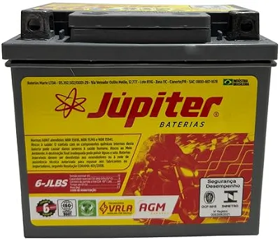 Bateria Júpiter Moto 6lbs Gel Amg Titan Biz Bros Nxr Fan 6ah