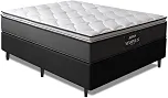 Cama Box Casal Colchão Molas Ensacadas Pillow Top Maximus 138x188x62cm Cinza/Preto Gazin - Suporta até 120Kg por Pessoa