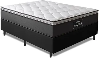 Cama Box Casal Colchão Molas Ensacadas Pillow Top Maximus 138x188x62cm Cinza/Preto Gazin - Suporta até 120Kg por Pessoa