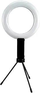 OBERON Iluminador de Ambiente em LED Ring Light 16cm de Diâmetro com Tripé de Mesa e Suporte de Celular, controle de temperatura, cor e intensidade para Fotos e Vídeos