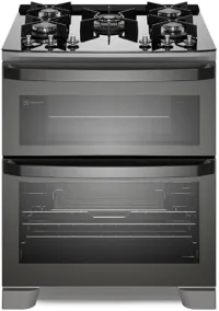 Fogão 5 bocas Electrolux Cinza Expert com Duplo Forno, Função Air fryer e Mesa de Vidro (FE5AD) 220V