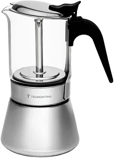 Tramontina Cafeteira Italiana em Aço Inox e Vidro Borossilicato para Espresso 300 ml