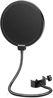 Filtro Pop NW(B-3) Tela Dupla 6 polegadas Anti Puff para Microfone Condensador Haste Flexível Pescoço de Ganso e Grampo C, Filtro Anti Ruído Plosivo Vocal Podcast e Estúdio