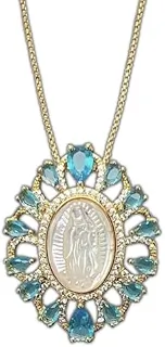 Colar Feminino Esculpido em Madrepérola 'Madre de Graças' com Pingente de Nossa Senhora de Guadalupe – Fé, Proteção e Elegância – Acompanha Bolsa de Veludo