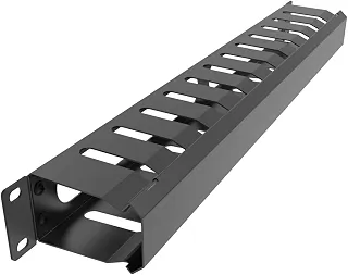 All Metal 1U 19 polegadas Rack de servidor Sistema de gerenciamento de fios - Suporte horizontal em rack 12 compartimentos maiores Gerenciador de cabos (AHMMA1U12S, preto)